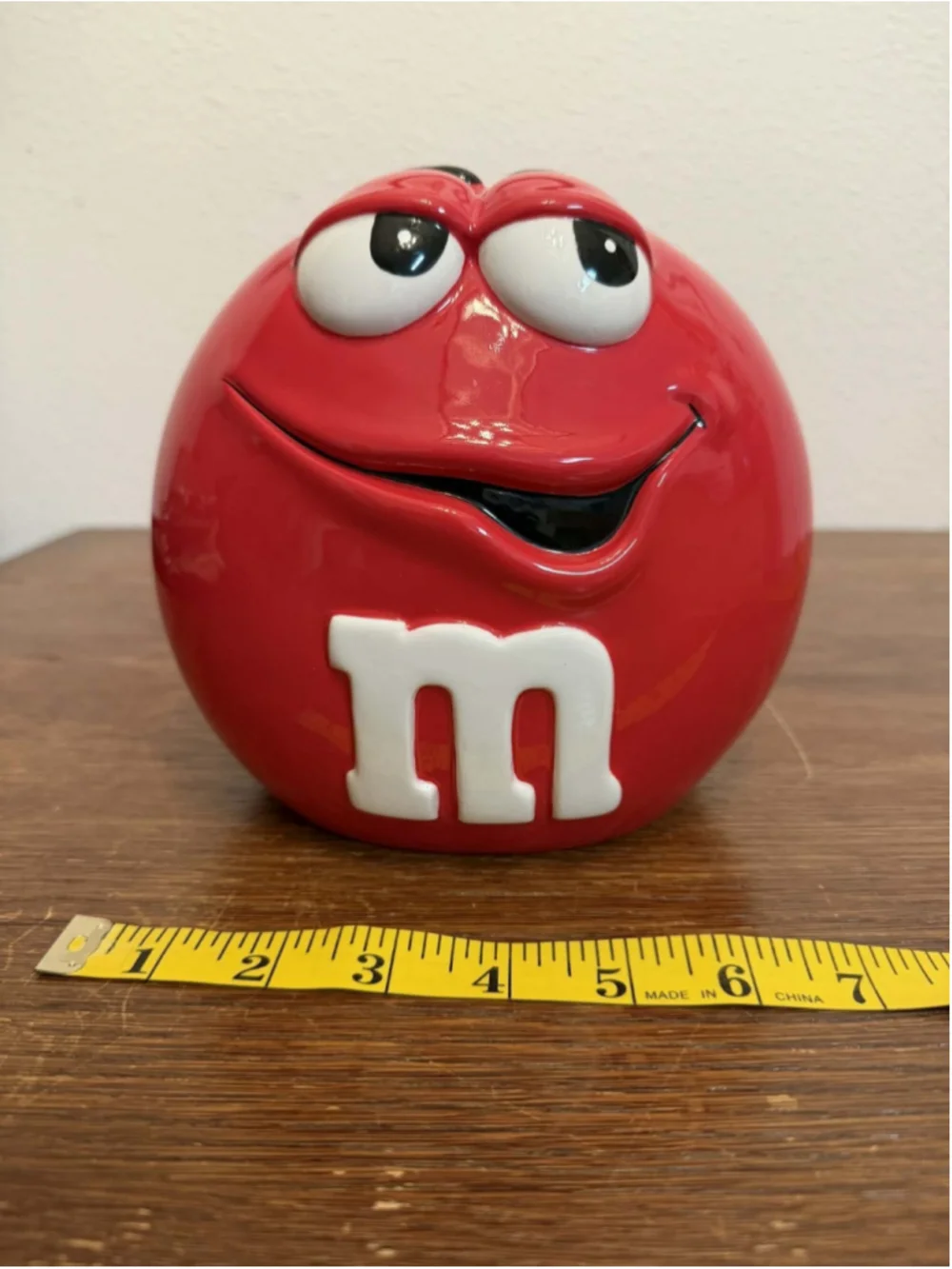 Galerie 2003 Red M&M Cookie Jar Ceramic Red Jar Mars Collectible Kitchen Decor